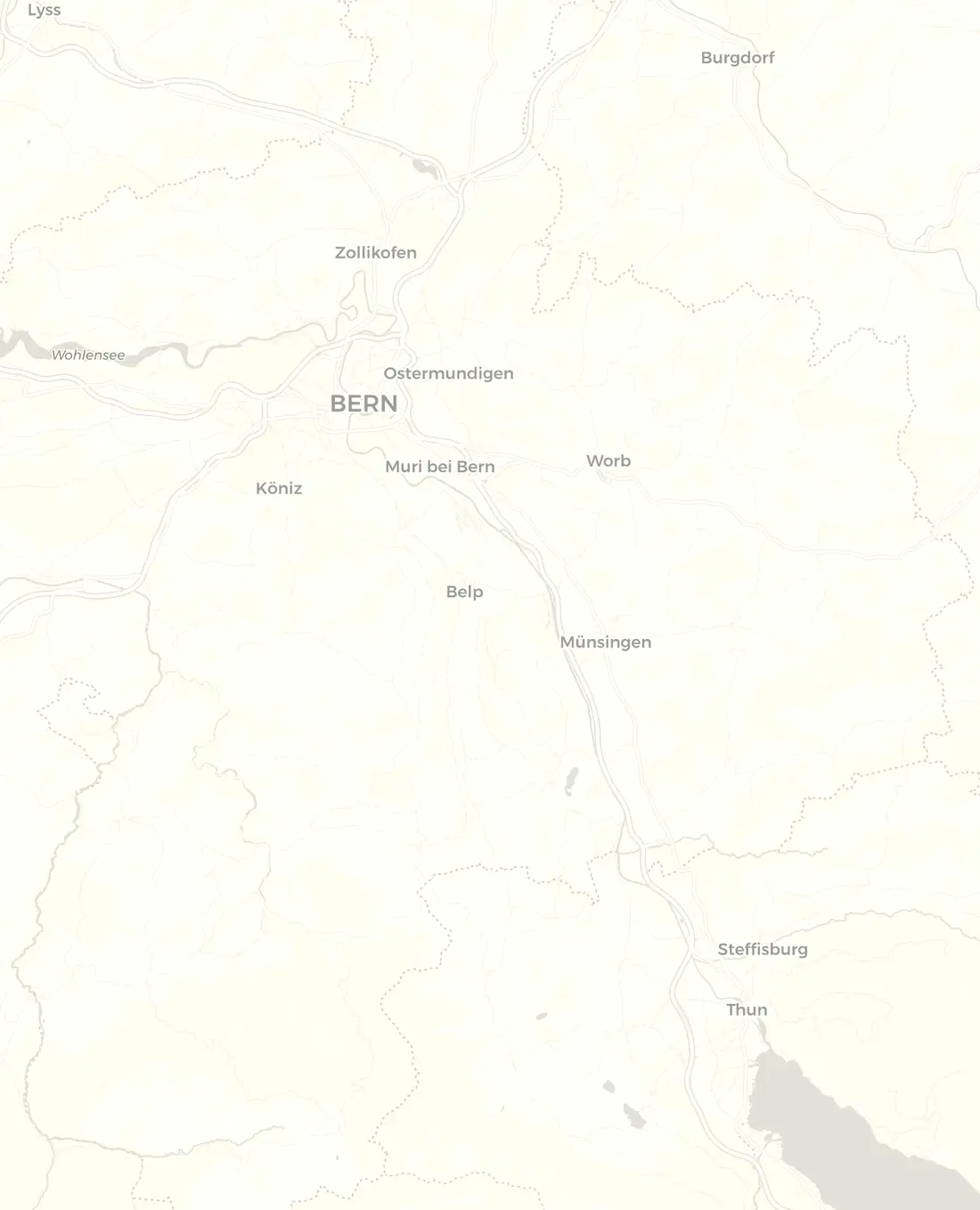 Karte der Region Bern mit den Servicegebieten von Tour de Bula
